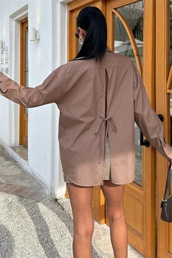 Süzine Cepli Arkası Yırtmaçlı Oversize Gömlek 3420