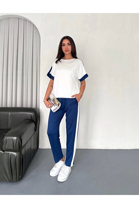 Kadın Modal Dokulu Kumaş Yanı şeritli Takım