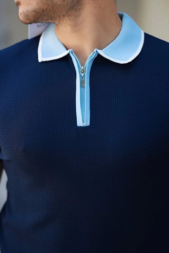 Erkek Renkli Yaka Kısa Kollu Tişört