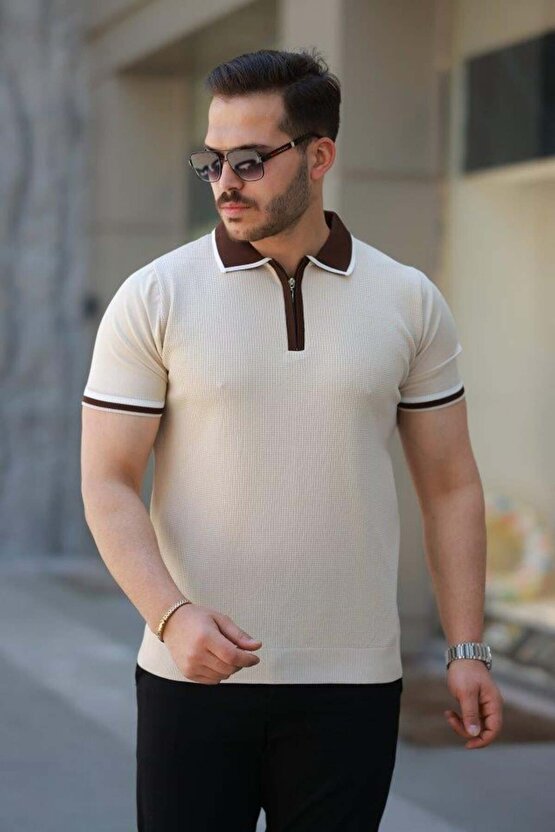 Erkek Renkli Yaka Kısa Kollu Tişört