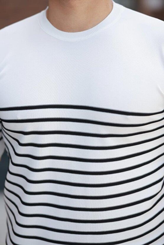 Erkek çizgi Desenli Bisiklet Yaka Kısa Kollu T-sihrt