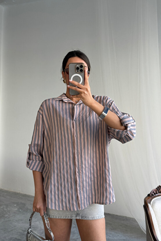 munn collection ÇİZGİLİ GÖMLEKKETEN - Antrasit