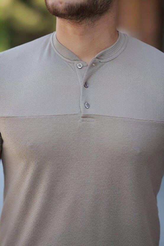 Erkek Hakim Yakalı Kısa Kollu Pamuklu T-shirt