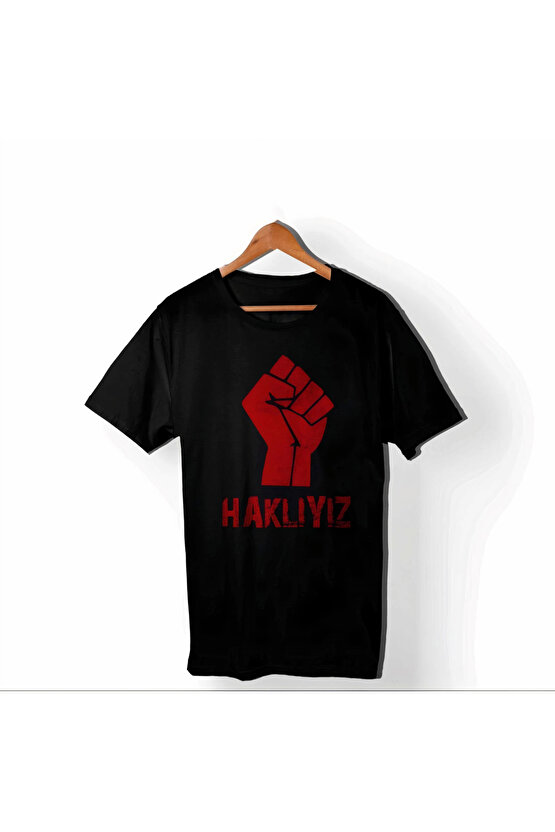 1 Mayıs Emekçilerimiz İçin Özel Tasarım HAKLIYIZ Baskılı T-shirt - Siyah