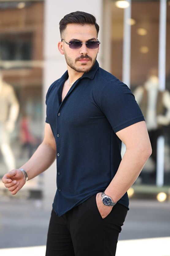 munn collection Erkek Kısa Kollu örme Kumaş Pamuklu Gömlek