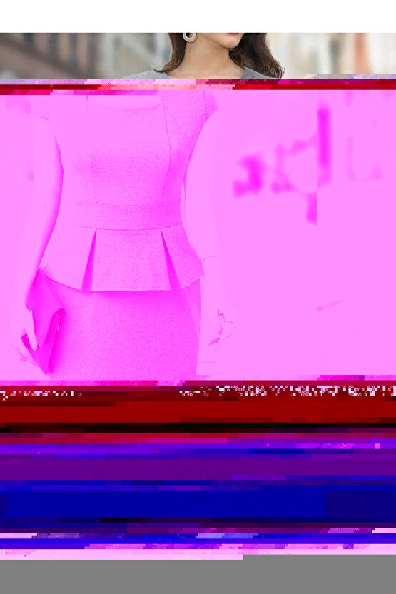 Kadın Kısa Kollu Kare Yakalı Ithal Krep Elbise