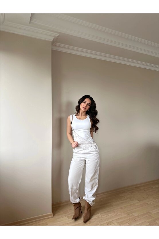 Halter Yaka Beyaz Bodysuit