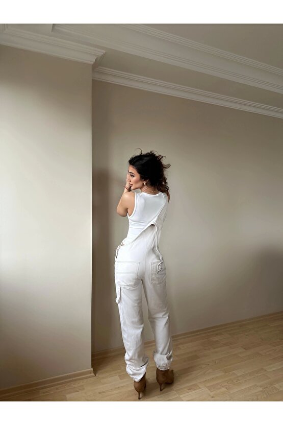 Halter Yaka Beyaz Bodysuit