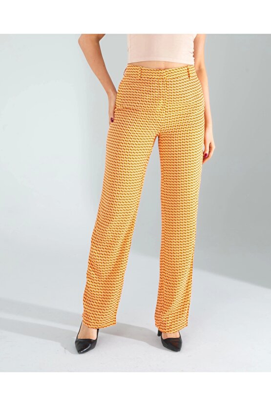 Retro Desen Cepli Turuncu Pantolon