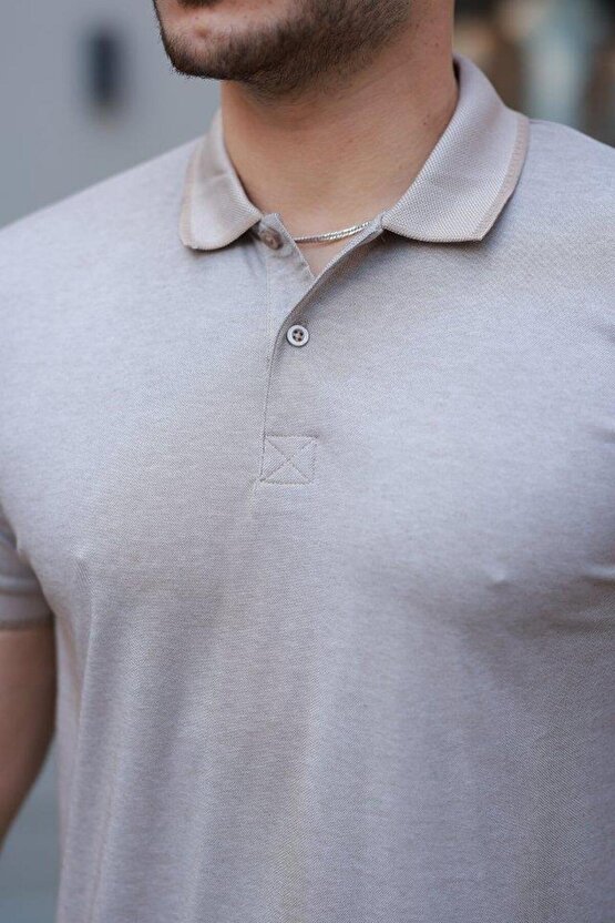 Erkek Yakalı Kagi Kumaş Kısa Kollu T-shirt