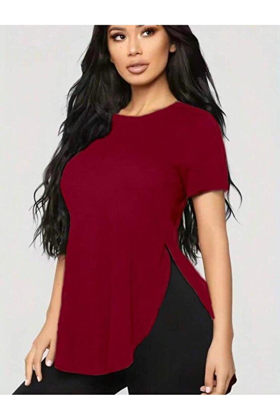 Kadın Türlü Viskon Kumaş Yırtmaç Detaylı Bluz