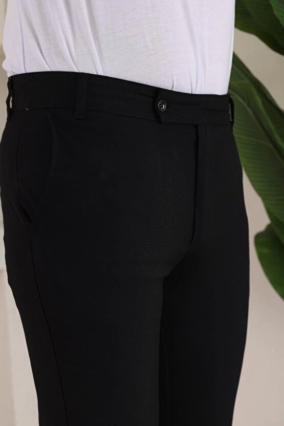 Erkek Slim Fit Likralı Bilek Boy Kumaş Pantolon