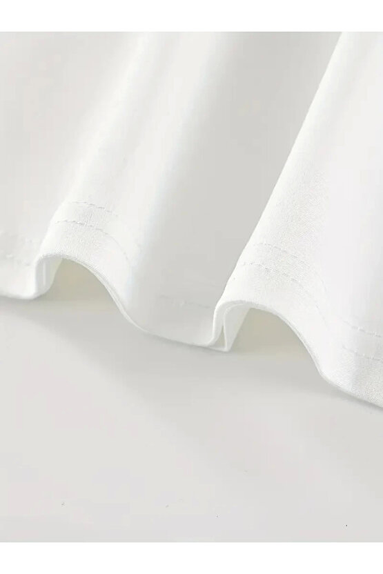 New York Baskılı Oversize Bisiklet Yaka T-shirt - Beyaz