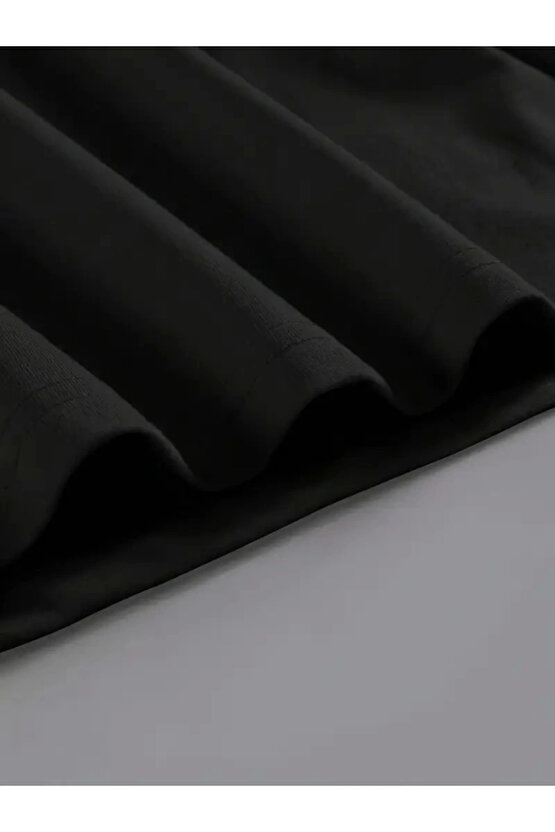 Dua Giyim Baskılı Oversize Bisiklet Yaka T-shirt - Siyah