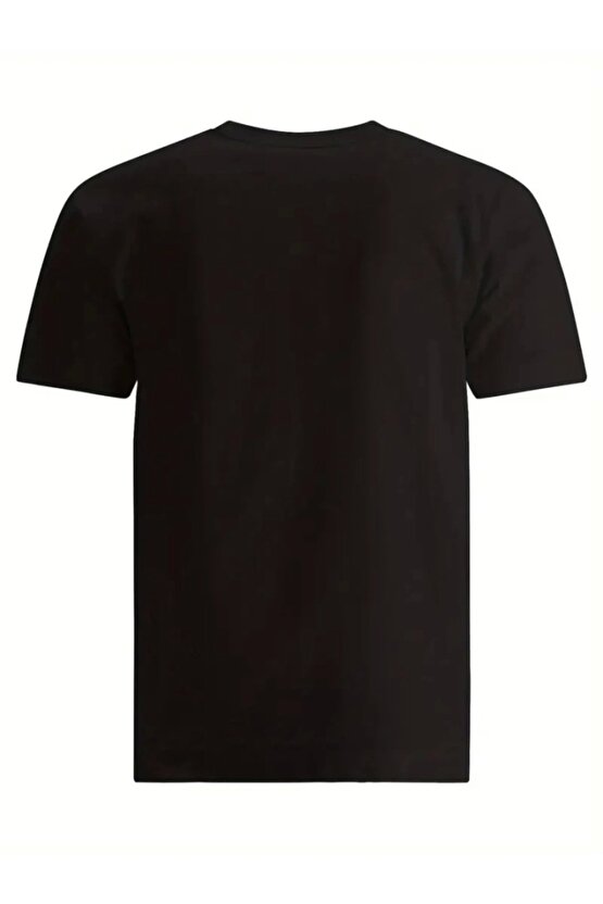 Baskılı Oversize Bisiklet Yaka T-shirt - Siyah