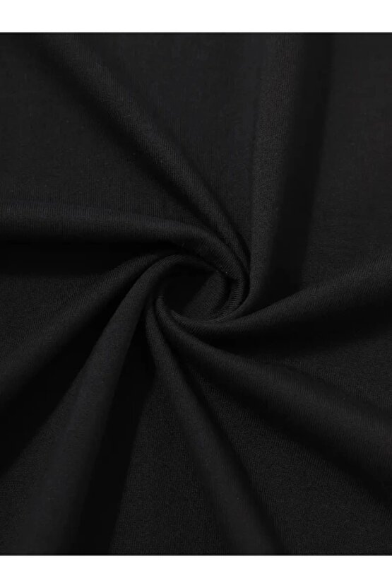 Baskılı Oversize Bisiklet Yaka T-shirt - Siyah