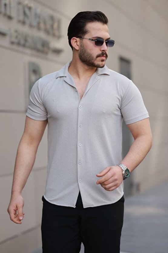 munn collection Erkek Kısa Kollu örme Kumaş Pamuklu Gömlek