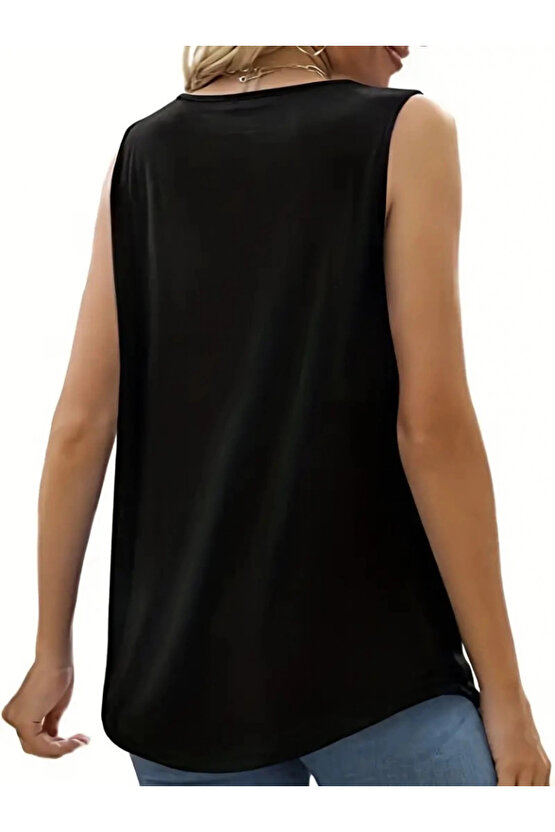 Kadın Askılı Yuvarlak Yaka Dantel Detaylı Viskon Bluz