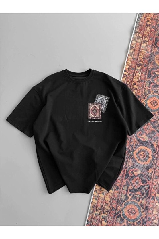 Erkek Baskılı Oversize T-shirt - Siyah