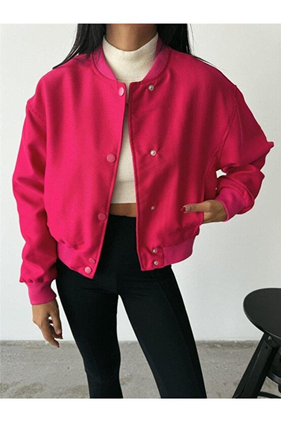 BOMBER MONT CYRUS KUMAŞ - Fuşya