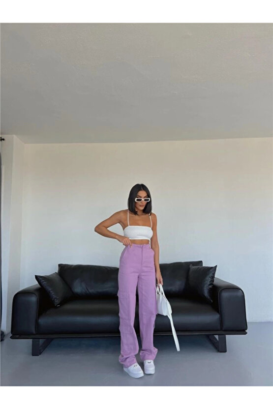 KARGO PANTOLON - Lila