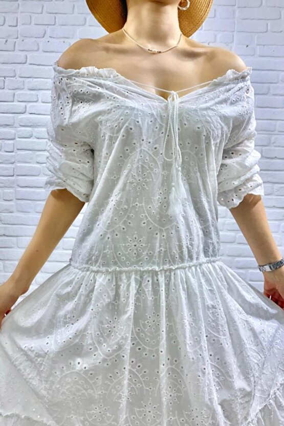 munn collection Beyaz Dantelli New Elbise