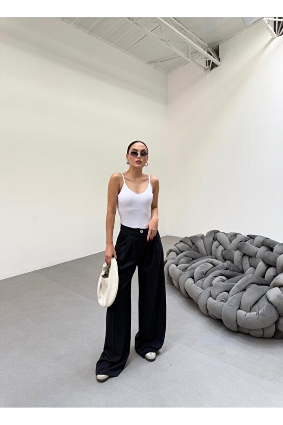 230 Gr Poly Viscose Full Lycra Pileli Palazzo Pantolon