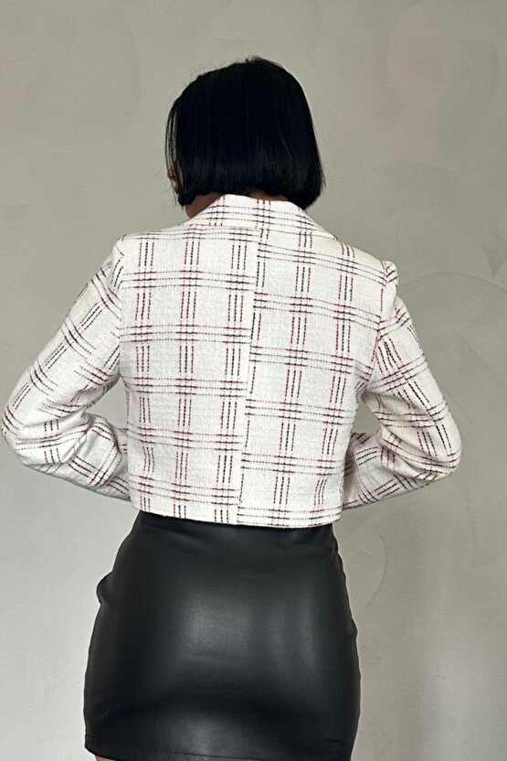 munn collection Desenli Crop Ceket