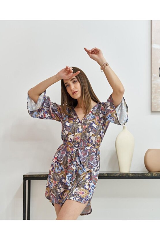 munn collection Desenli Desenli Gömlek Elbise