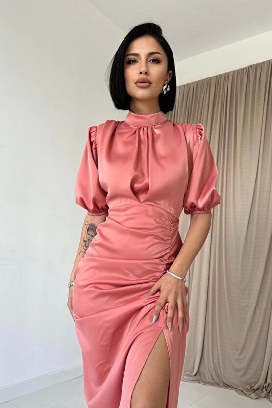 Pudra Büzgülü aten Elbise