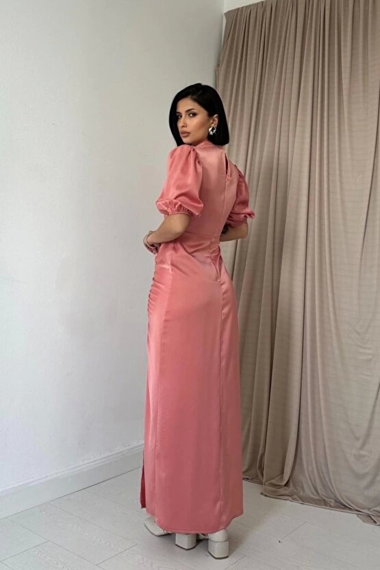 Pudra Büzgülü aten Elbise