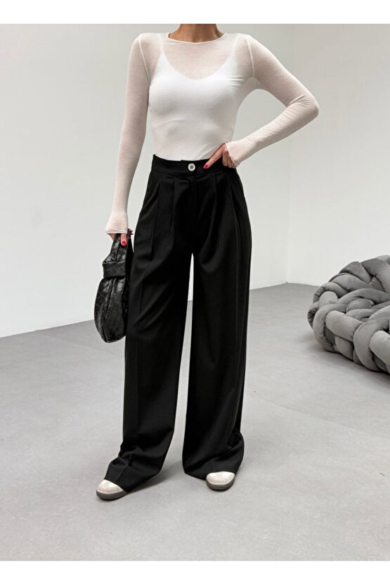 230 Gr Poly Viscose Full Lycra Pileli Palazzo Pantolon