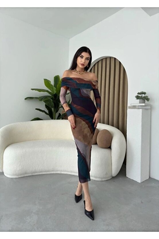 evilla adonna Yaka Tül Elbise