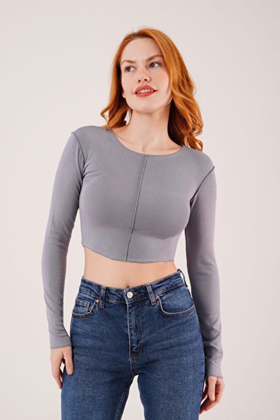 munn collection Ters Dikişli Basic Antrasit Body Bluz