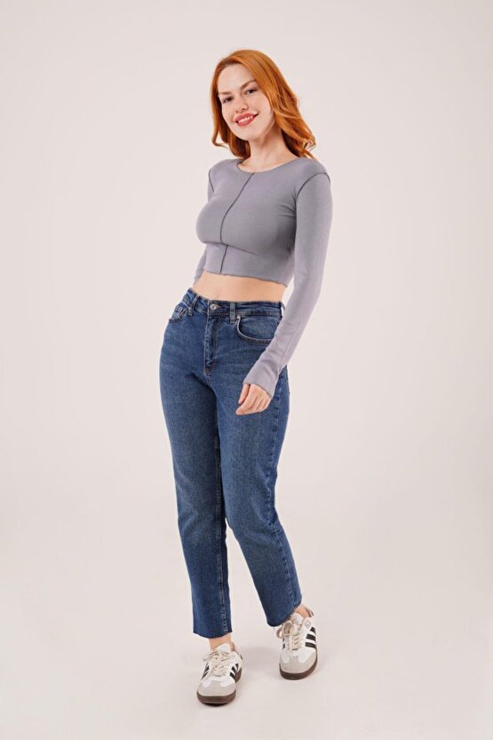 munn collection Ters Dikişli Basic Antrasit Body Bluz