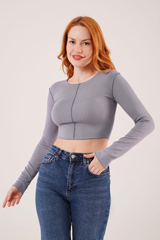 munn collection Ters Dikişli Basic Antrasit Body Bluz