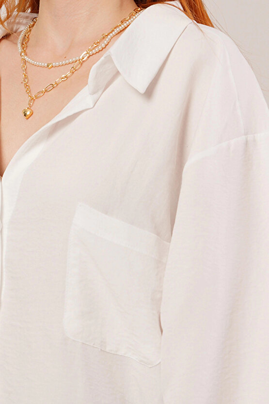 Basic Oversize Beyaz Gömlek
