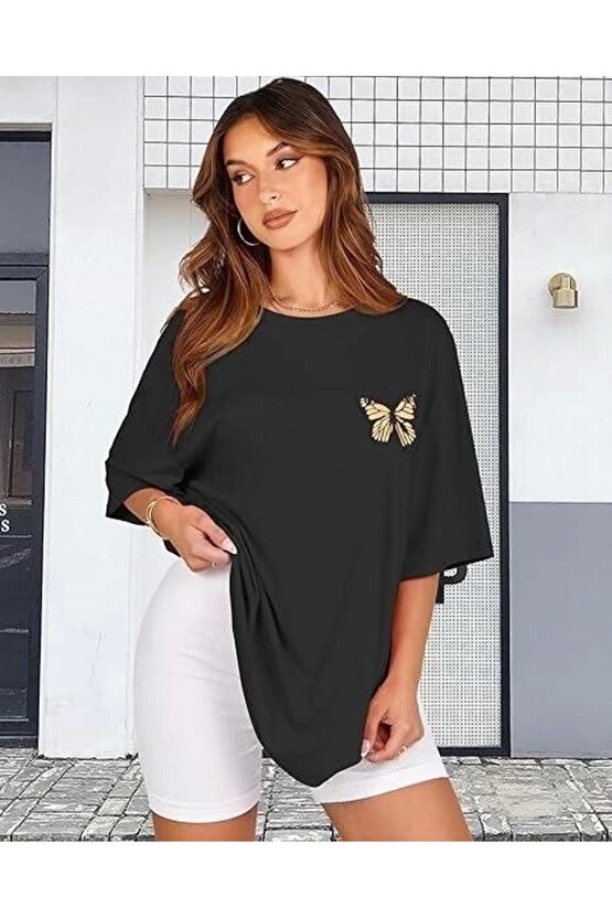 Bisiklet Yaka Baskılı Tshirt iyah