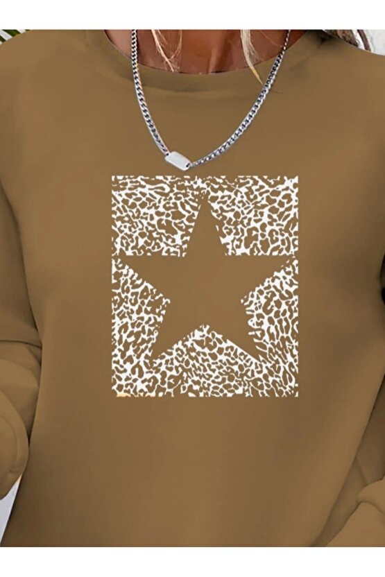 Kadın Uzun Kollu Bisiklet Yaka Desenli Viskon Iki Iplik Bluz