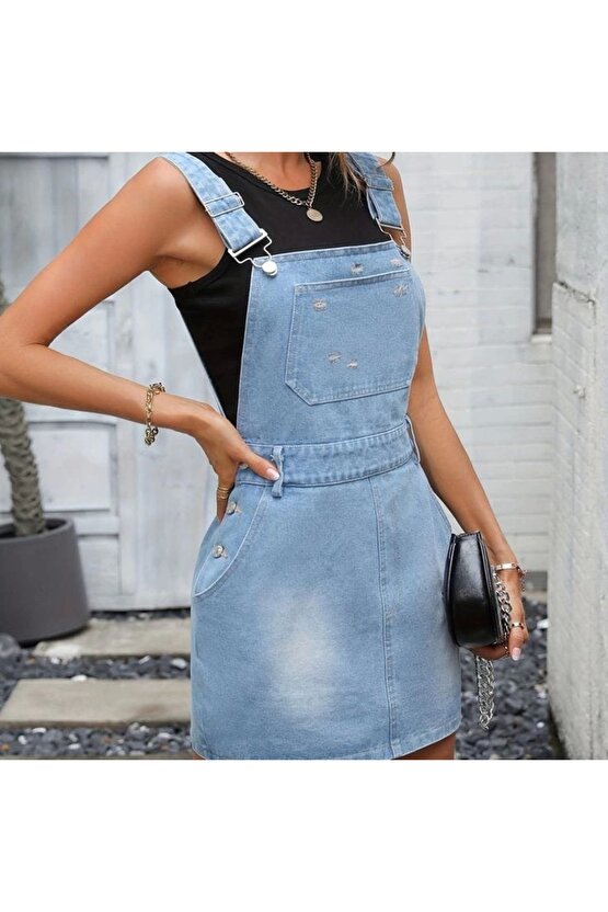 Kadın önü Kanguru Cepli Mini Kot alopet