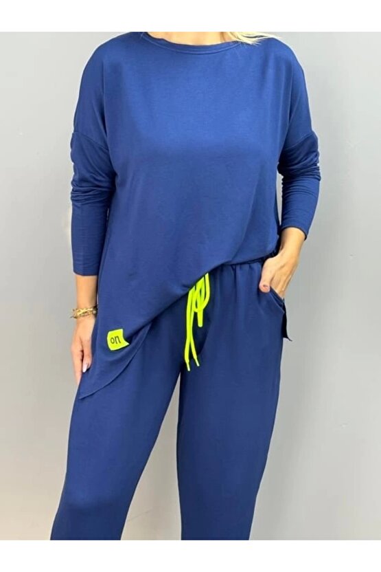 Kadın Iki Iplik Viskon Pamuk Kumaş Arma Detaylı Ikili Takım