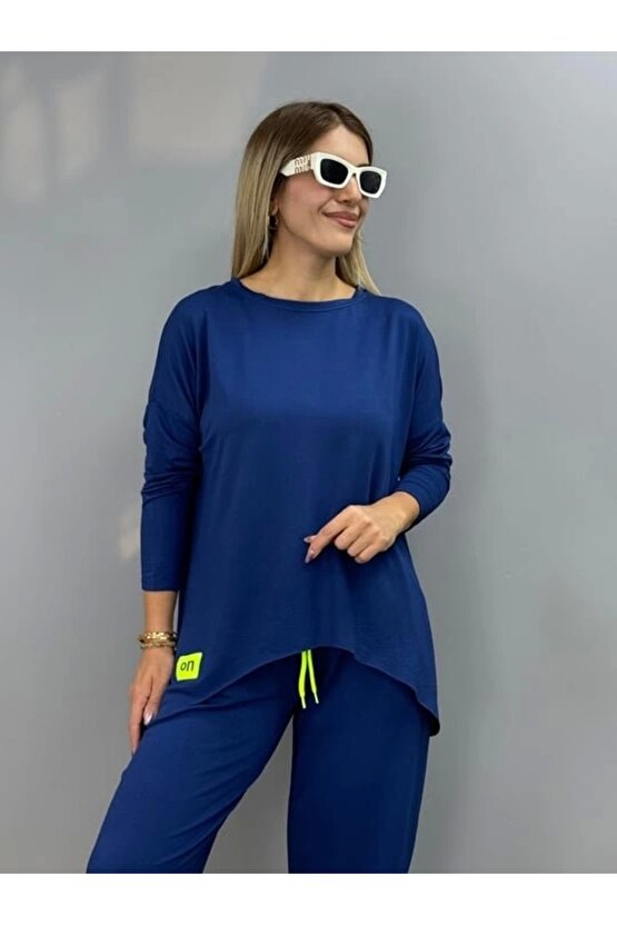 Kadın Iki Iplik Viskon Pamuk Kumaş Arma Detaylı Ikili Takım