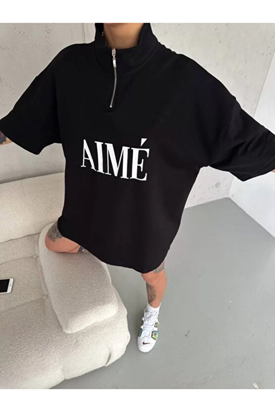 MDB Unisex Yarım Fermuarlı Baskılı Thirt iyah