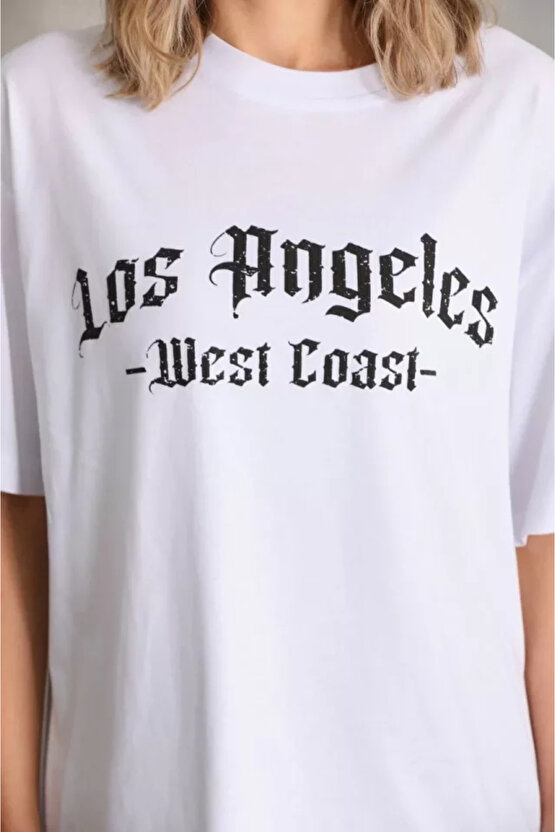 MDB Unisex Baskılı Oversize Thirt Beyaz