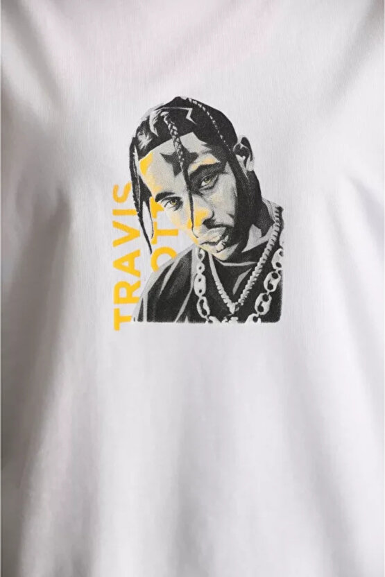 MDB Unisex Baskılı Oversize Thirt Beyaz