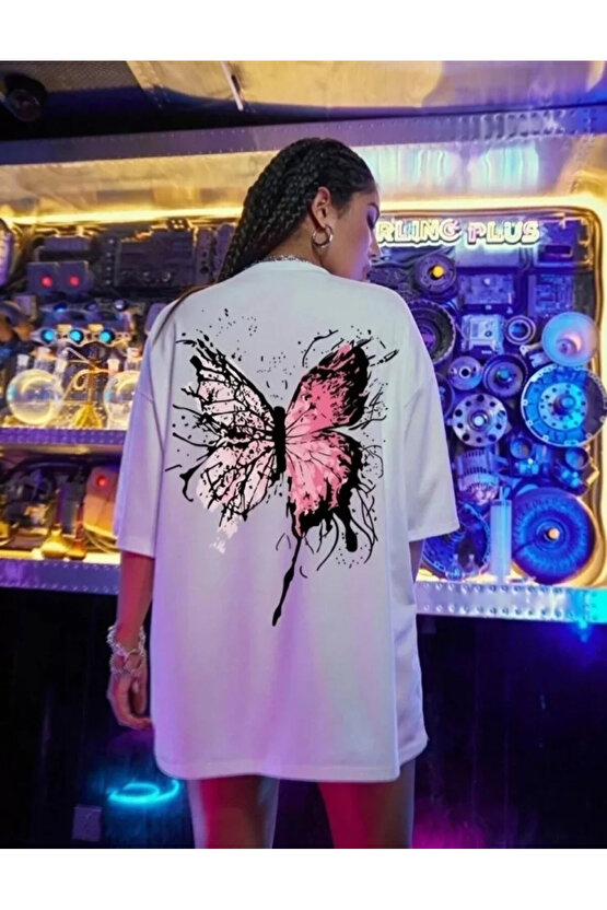 MDB Unisex Baskılı Oversize Thirt Beyaz