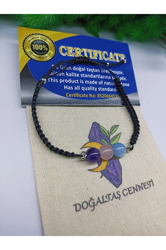 Enerji-pozitiflik-şans Doğaltaş Bileklik (sertifikalı)(makremeli)