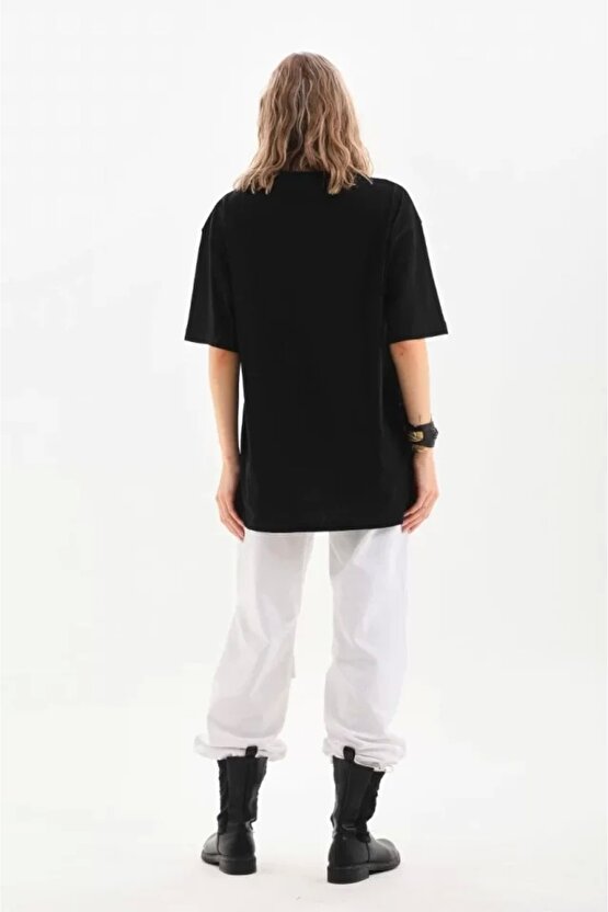 Unisex Bisiklet Yaka 201 Düz Oversize Thirt  iyah