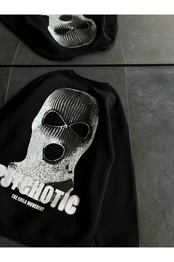 Kışlık Bisiklet Yaka Baskılı weathirt  iyah