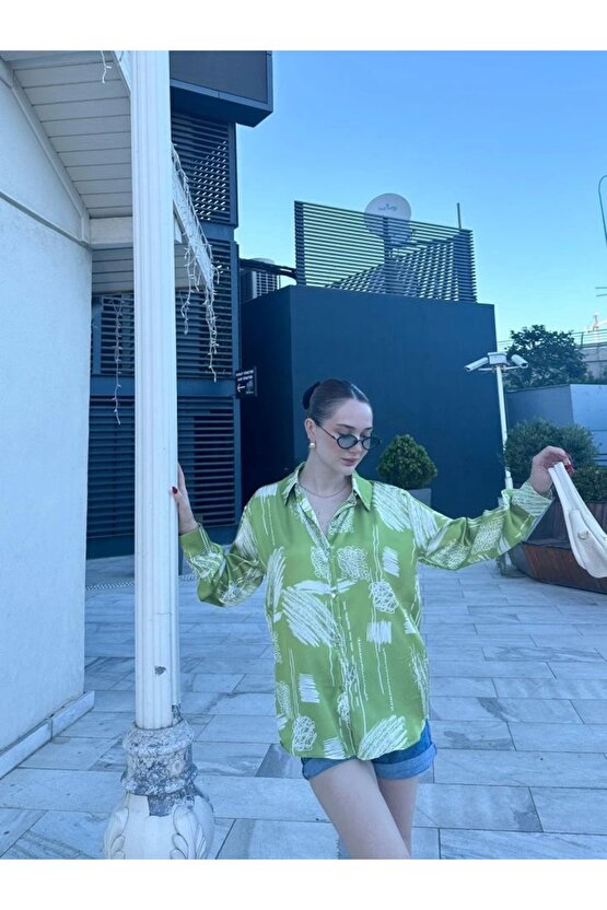 Kadın Uzun Kollu Dijital Baskılı alaş aten Gömlek